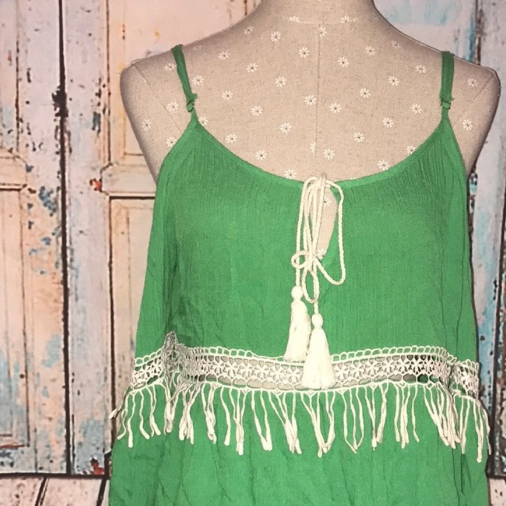 ENTRO~Gauzy Bohemian Bell-Sleeve Cold Shoulder Top